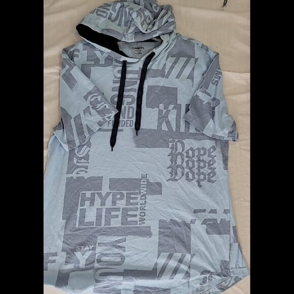 Carbon Light Blue Hooded T-shirt Size XL - Picture 1 of 2